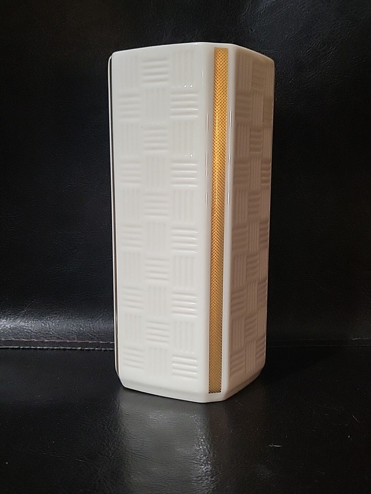 LENOX 6.5" RECTANGULAR VASE HAND DECORATED  GOOD CONDITION 