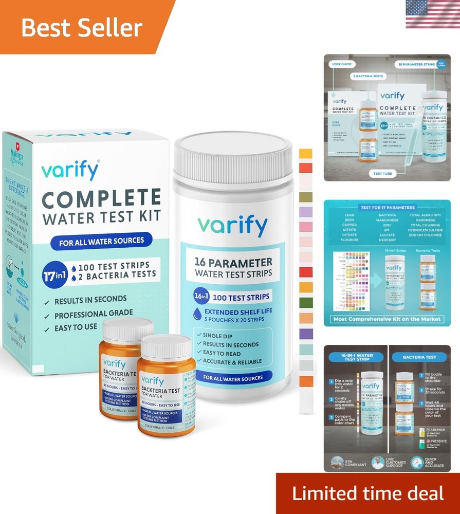 Comprehensive Water Quality  Kit - 100 Strips for Lead, Chlorine & More