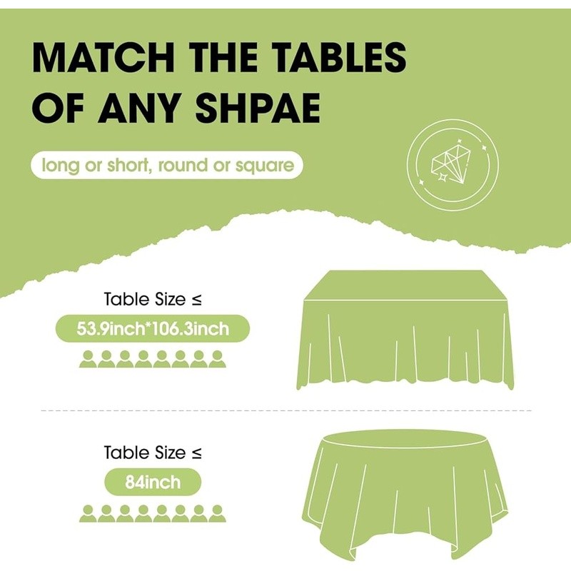 Disposable Tablecloths Waterproof Sturdy Rectangular Covers 8 Pack Event Use