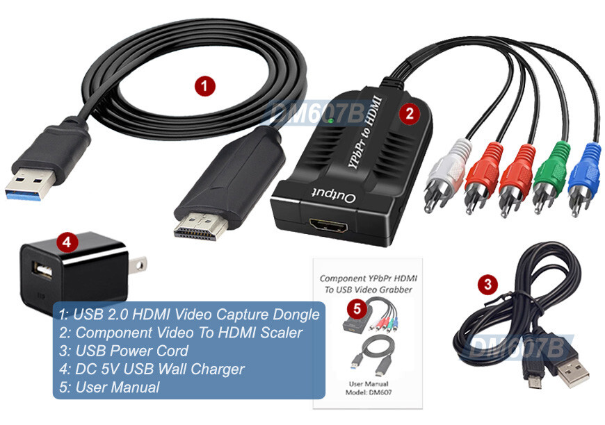 HD Component Video To USB 2.0 Video Capture Dongle For Windows Mac Linux