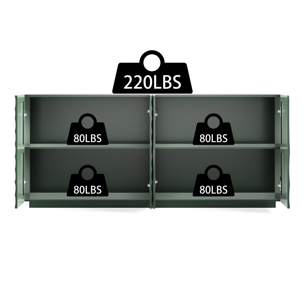 Sideboard with Four Doors Spiral Grain Finish Hidden Storage