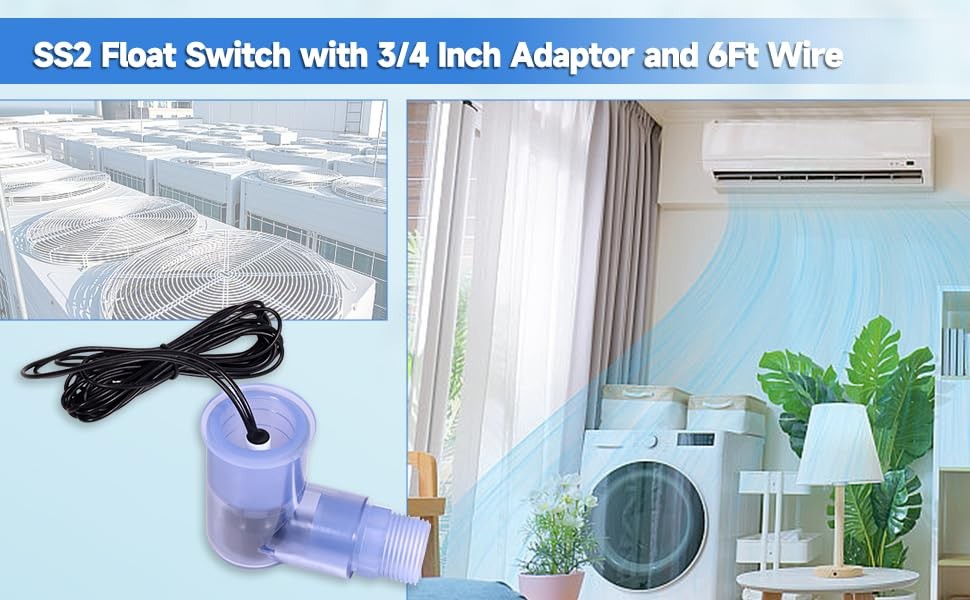 SS2 Float Switch L-Shape 2 PCS with 3/4 Inch Adaptor 6Ft Wire Water