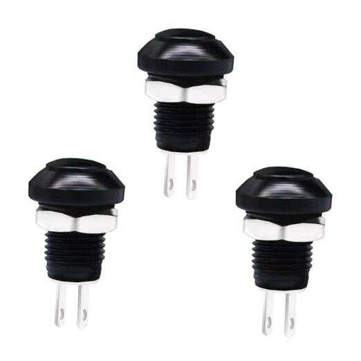 (3pcs) 8mm Switch:Momentary Toggle Push Button Switch:Aluminum Black