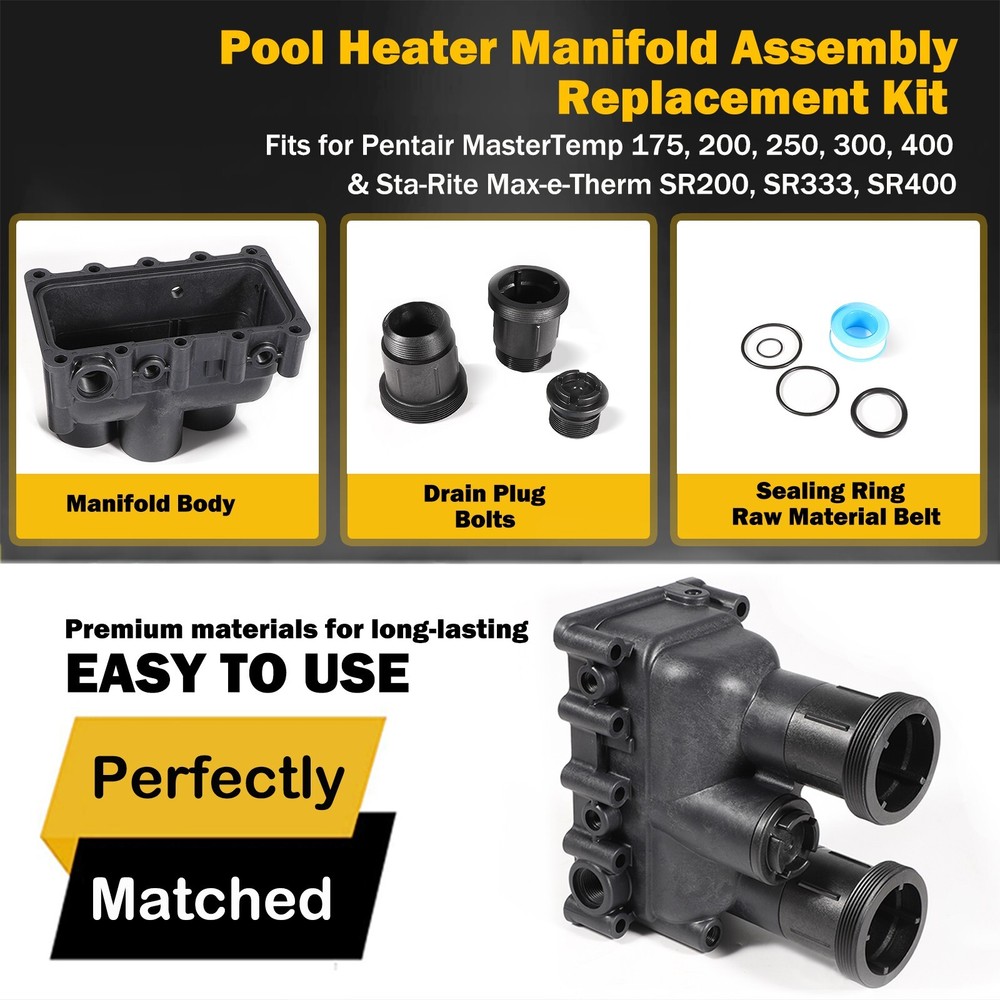 Pool Heater Manifold Assembly Replacement Kit for Pentair MasterTemp
