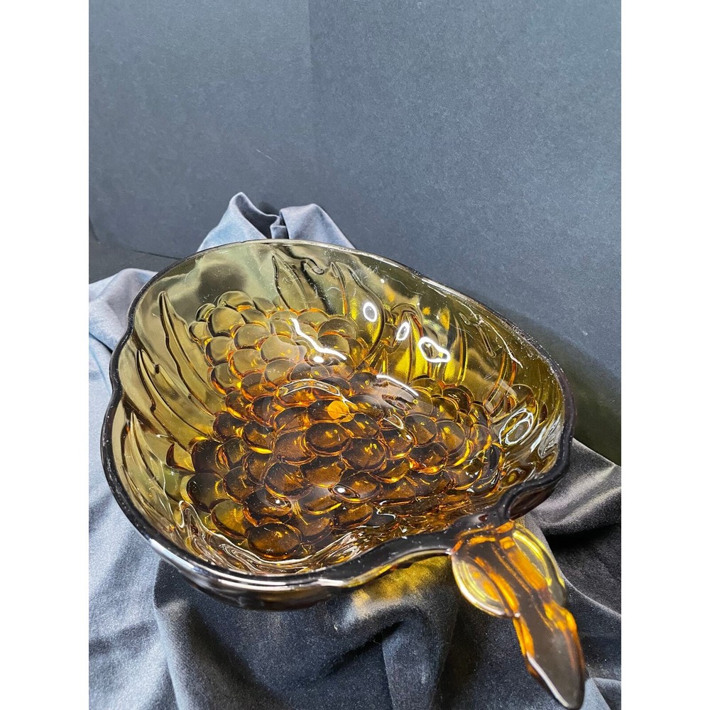 AMBER Blenko Glass grape shaped fruit/serving BOWL