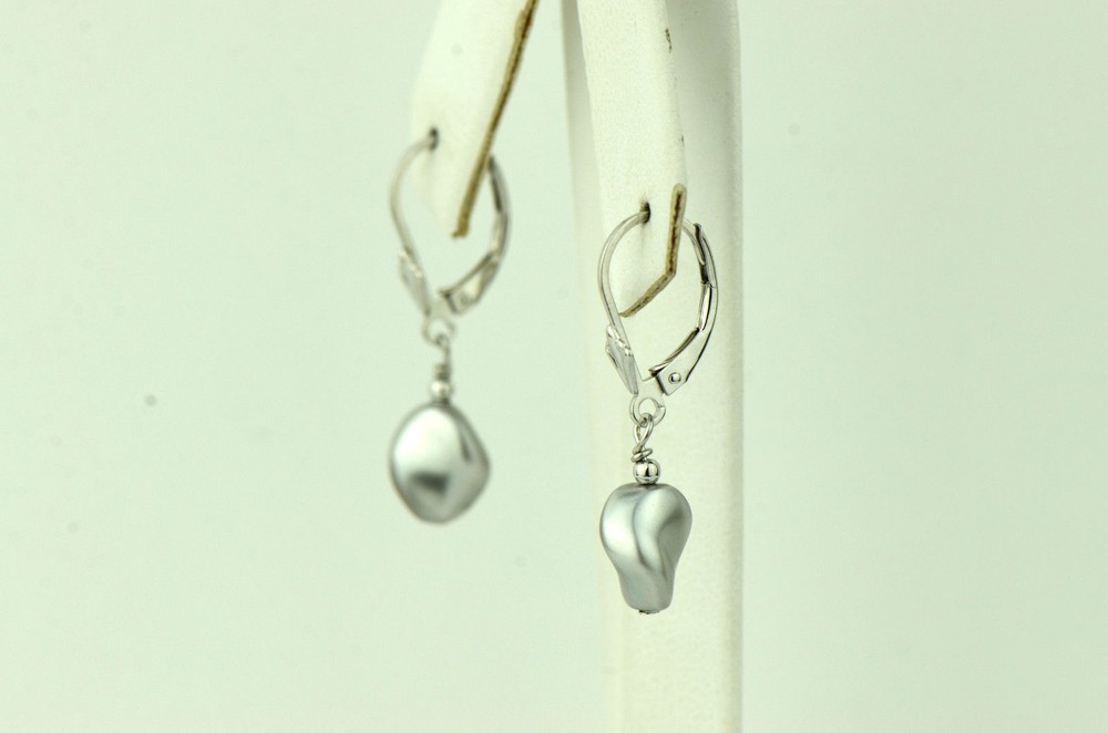 Sterling Silver Pearl Crystallized Crystal dangle drop earrings