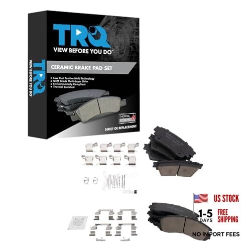 Front and Rear Brake Pad Set Hardware Compatible with 2018 BFA82242 Ceramic