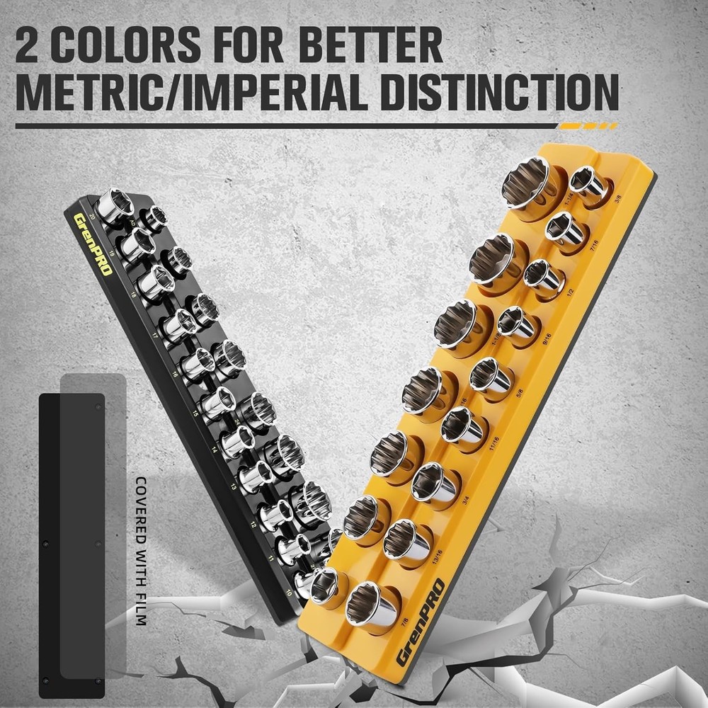 Strong Magnetic Socket Organizer Set - 6pc for Efficient Tool Management