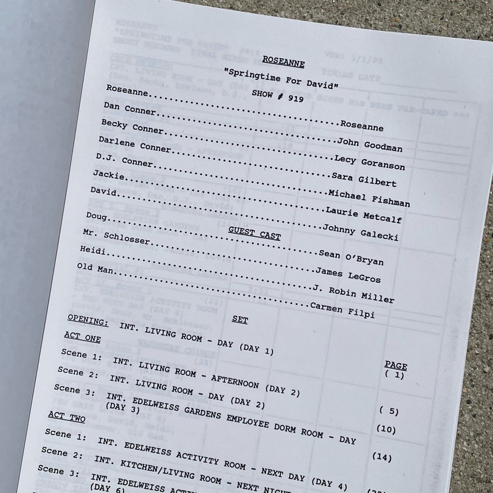 Roseanne Original 1996 Production Used Final Draft Script Goodman Barr Metcalf