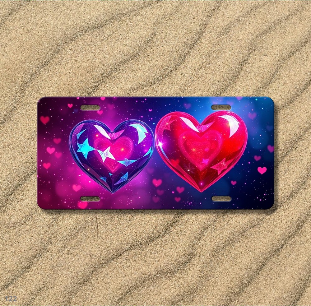 Romantic Hearts License Plate Personalized Auto Tag Gift Idea