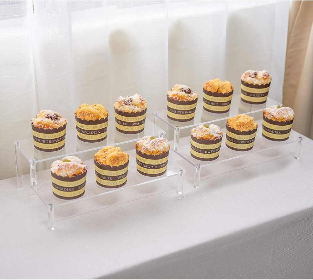 BYCY 2 Pack 2-Tier Clear Acrylic Display Stand 2 Tier - 2 Pack,