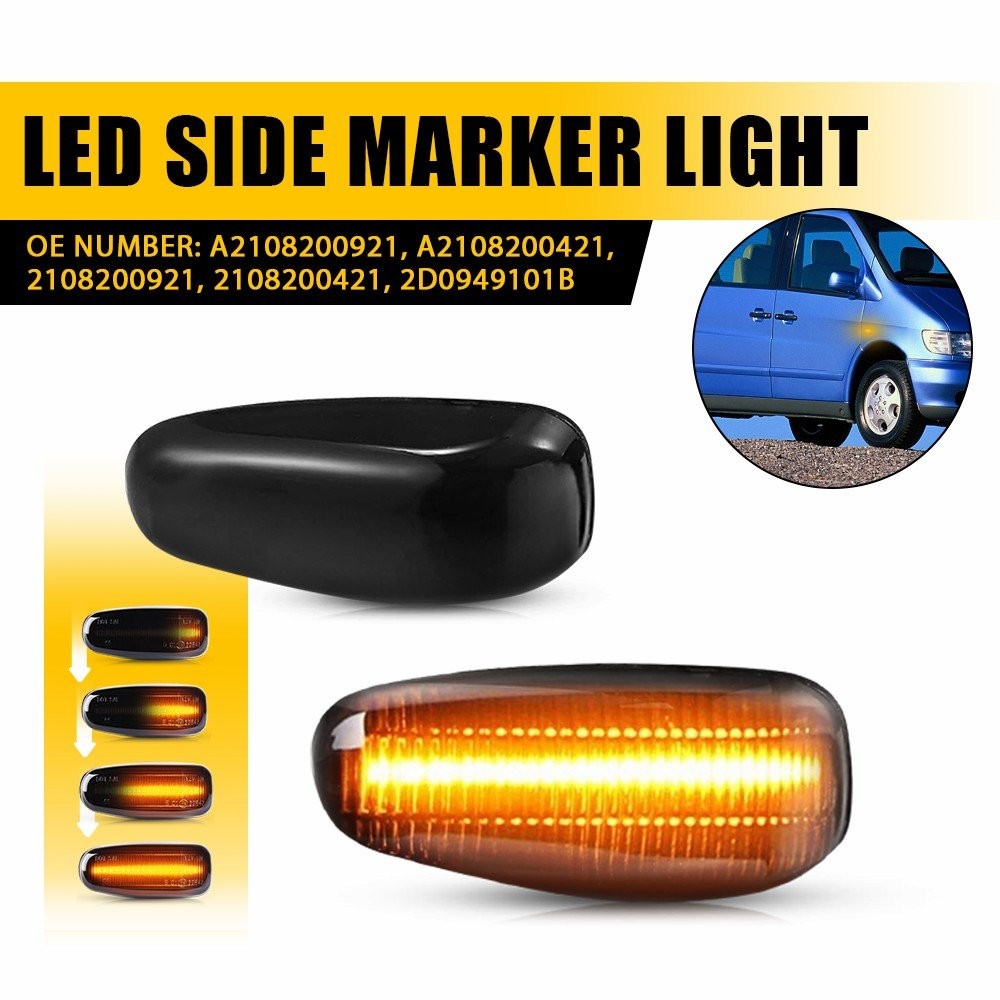For 03-06 Dodge Sprinter Dynamic Sequential Smoked Lens LED Side Marker Light EW