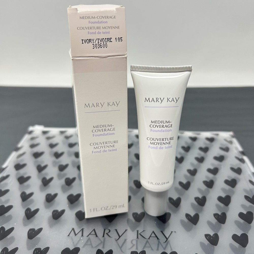 NEW Mary Kay IVORY 105 Medium-Coverage Foundation 1 fl oz NOS Gray Cap