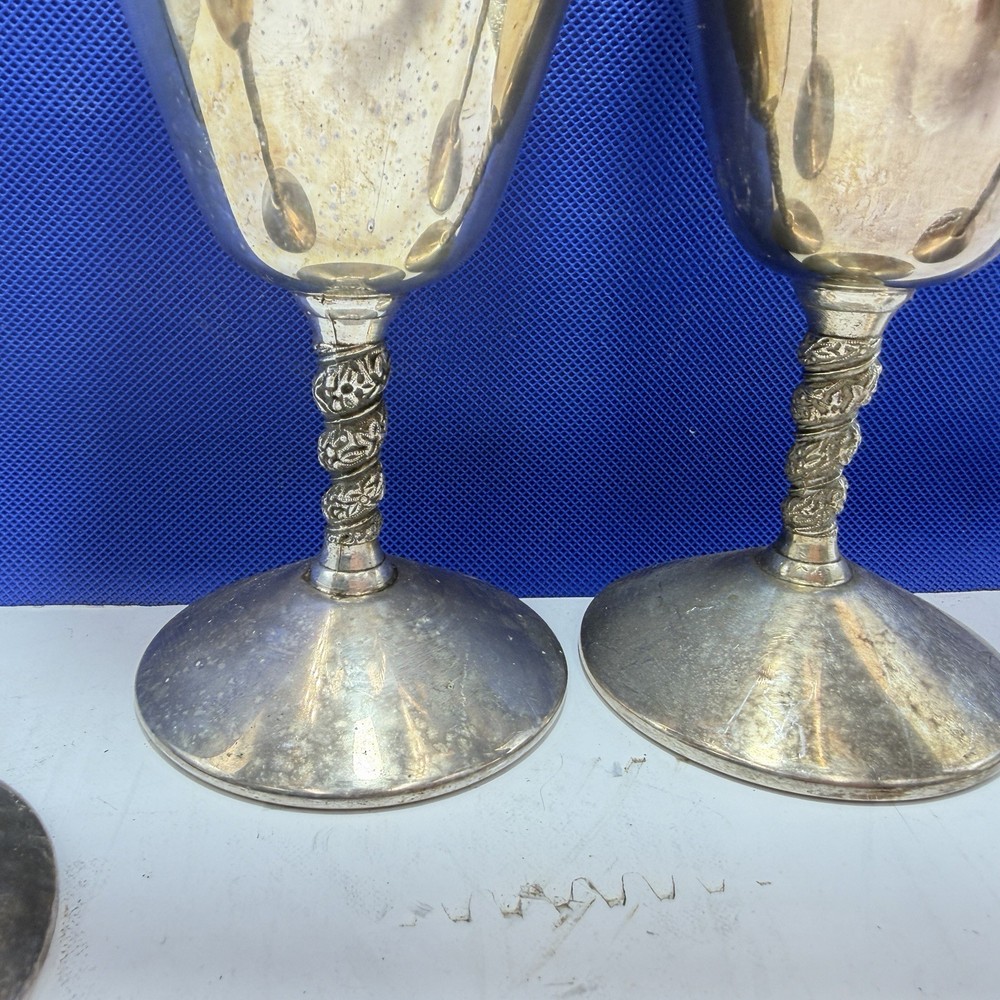 Wine Goblet X 4 Primrose Plate Made In Spain Grapevine Pattern Plate On Copper