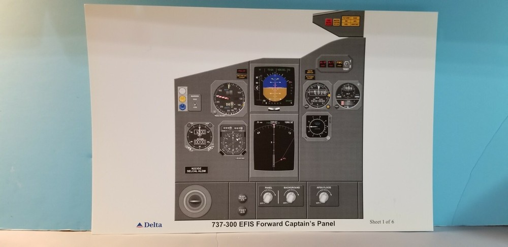 DELTA AIRLINES SET OF 6 VISUAL EFIS TRAINING POSTERS FOR 737-300
