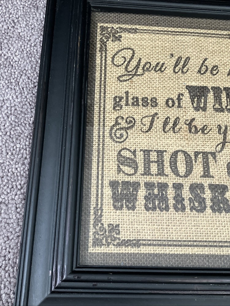 11” X 13” FRAMED BURLAP SAYING BAR ACCESSORY