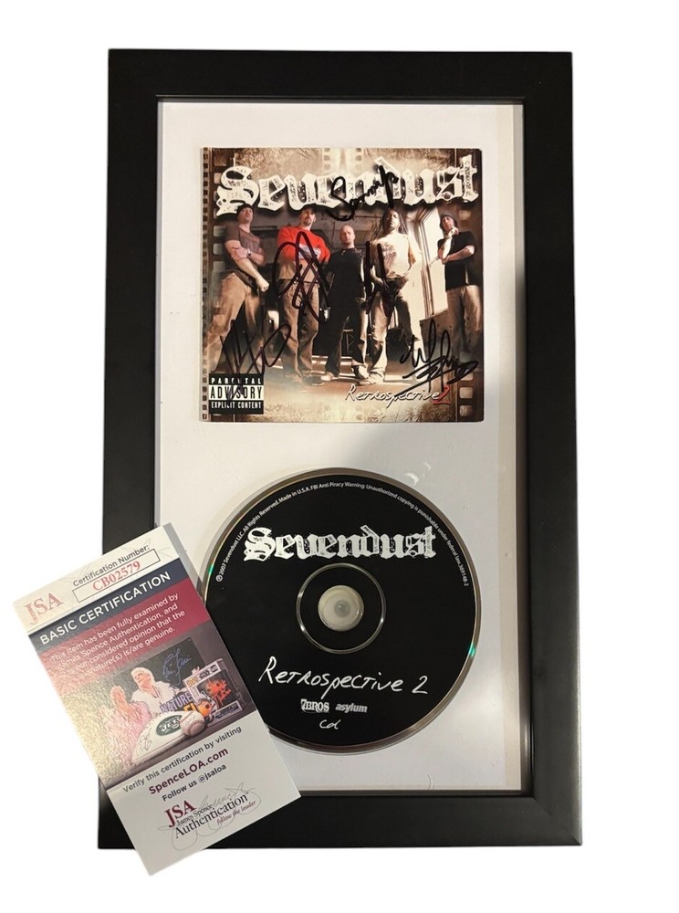 SEVENDUST RETROSPECTIVE 2 SIGNED JSA COA DISPLAY FRAMED CD Autograph band