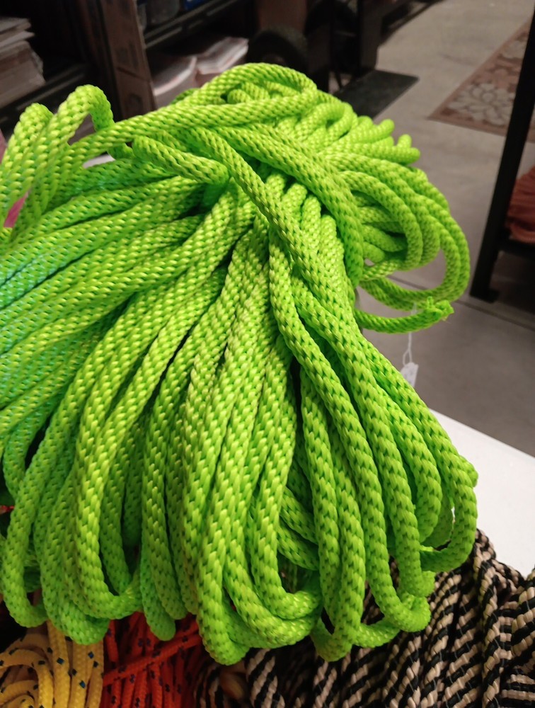 3/8” x 202 ft. Solid Braid Polyester Rope. Made in USA. Lime