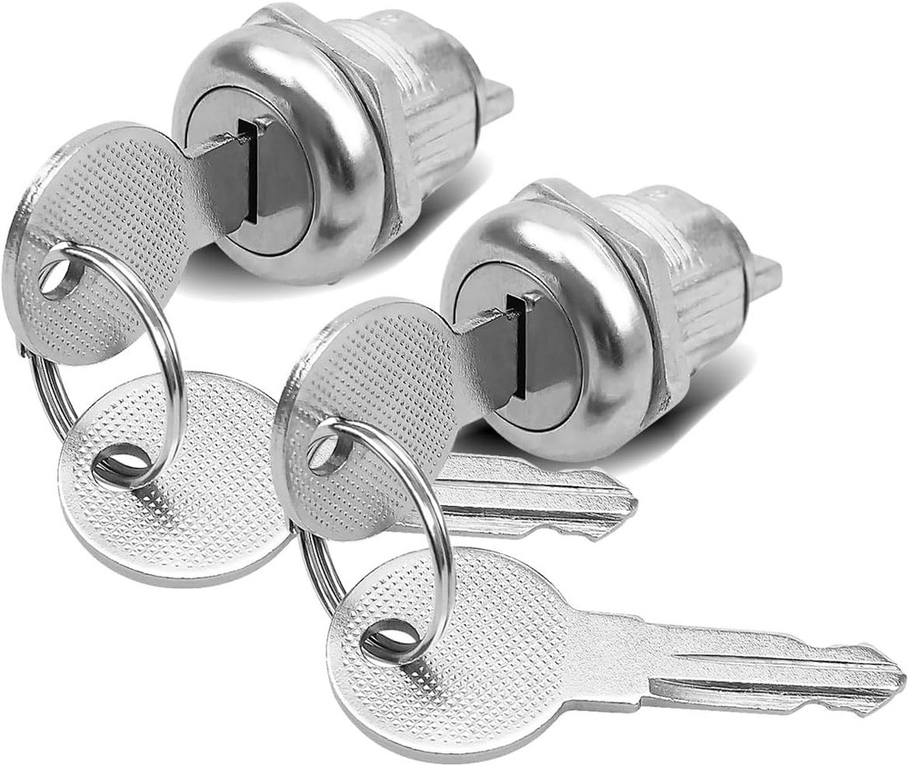 Replacement Tool Box Locks with Keys for T-Handle Tool Boxes, 2 Cylinders