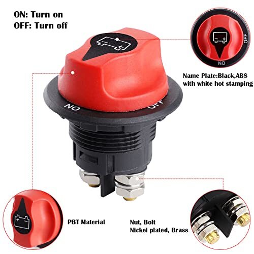 Battery Disconnect Switch 12-48 V Battery Master Cut Shut Off Isolator Switch...