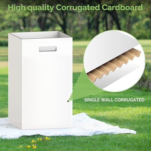 Extra Strong Corrugated Cardboard Portable Garbage Can, 4 Pack Reuseable and
