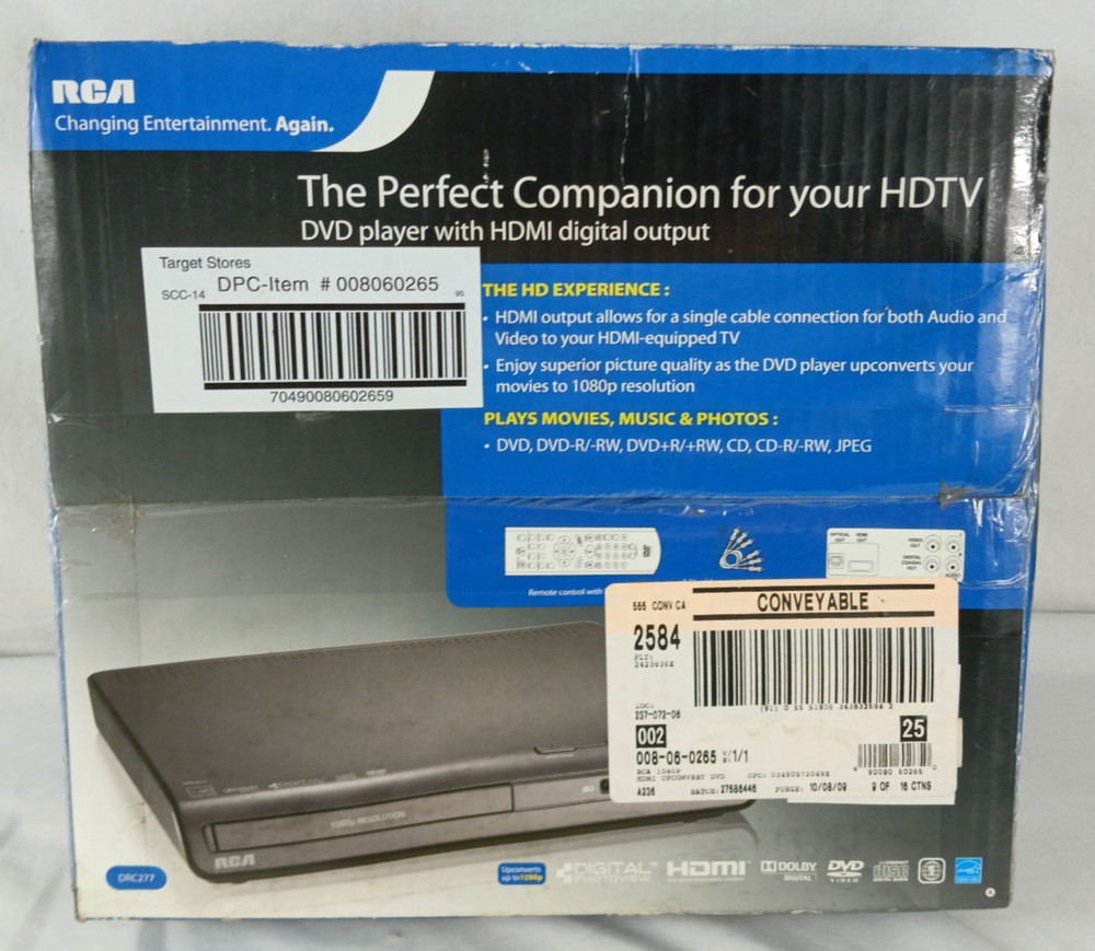 NEW RCA DVD PLAYER HDTV HDMI MULTI FORMAT PLAYER DVD - + CD - + J PEG