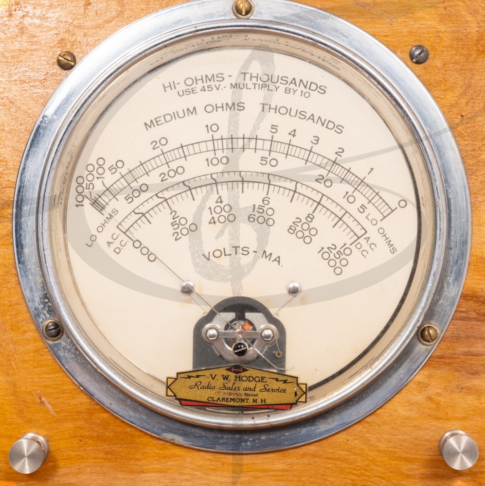 Vintage Wooden Desktop Hoyt Electrical Testing Voltmeter