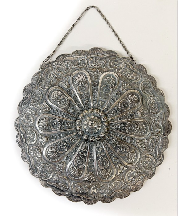 Turkish Repousse 900 Silver wall mirror 10.25"
