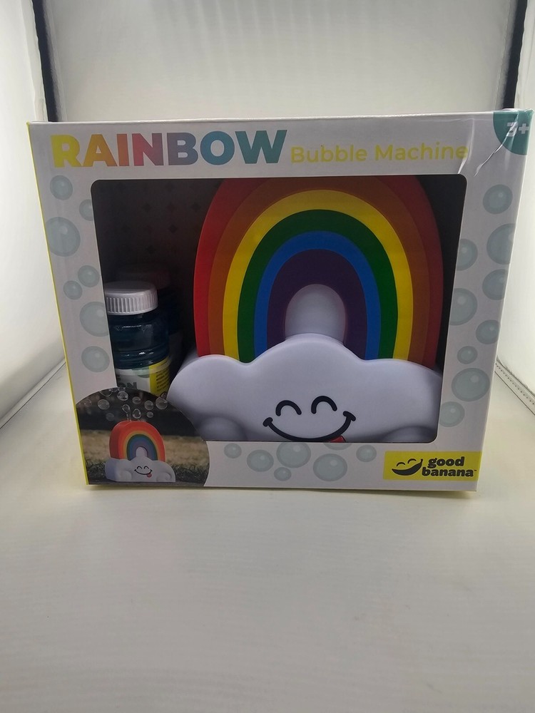 Good Banana Rainbow Bubble Machine, Cordless Automatic Bubble Maker, Blower
