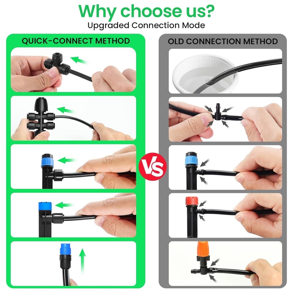 230FT Quick-Connect Drip Irrigation System Kit, Automatic Garden Watering Sys...