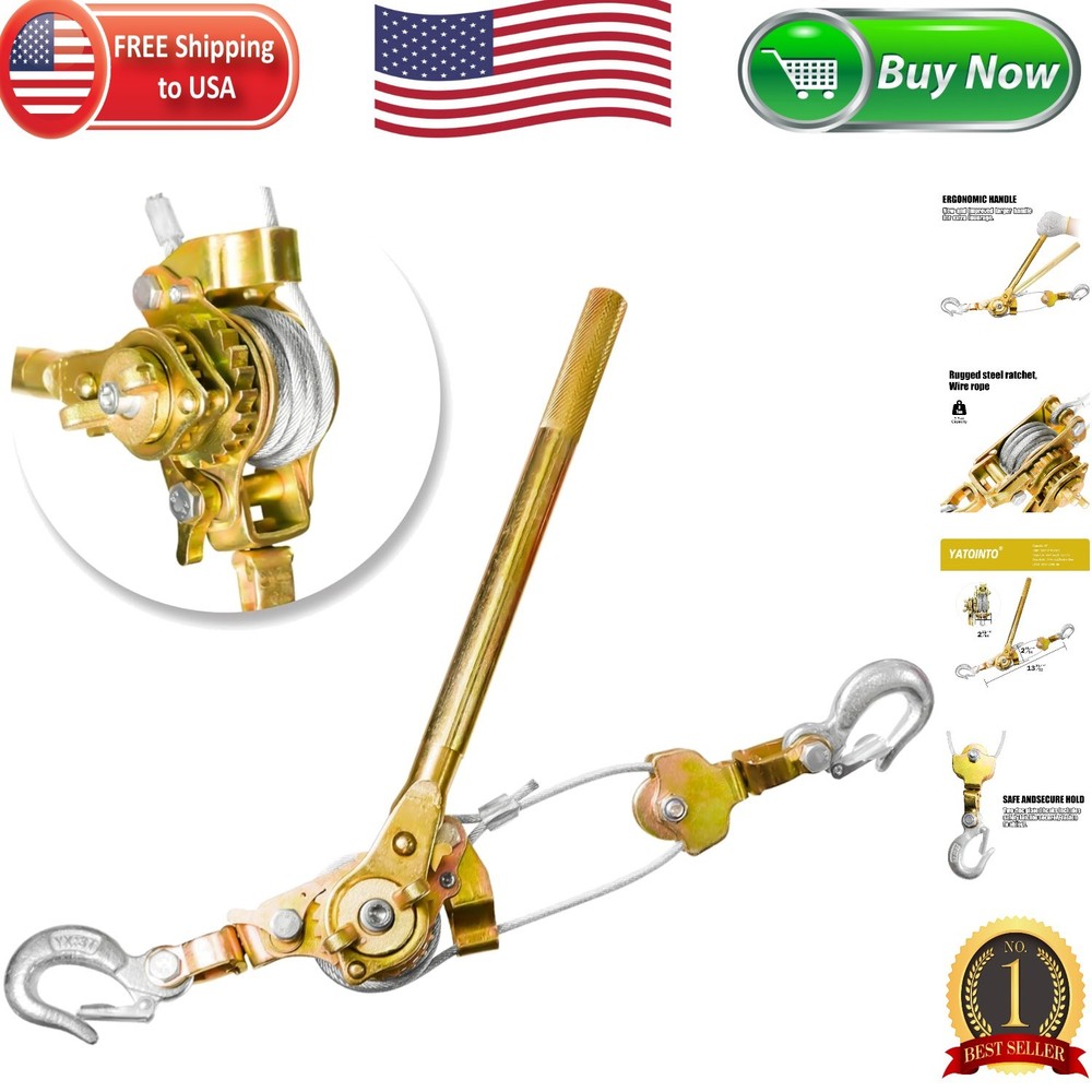 Versatile 3 Ton Cable Ratchet Puller - Ideal for Automotive and Construction Use