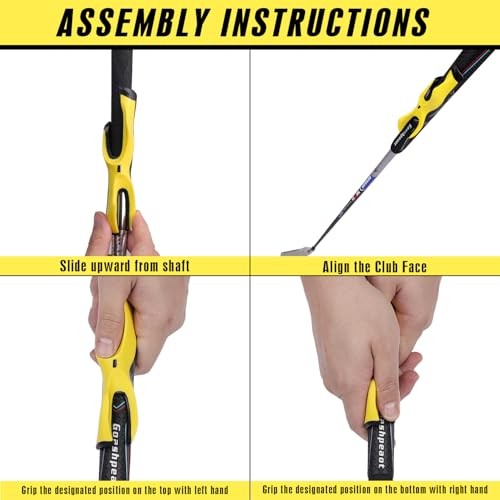 Golf Grip Trainer, 2 Pack, Right Hand Compatible, Plastic, Standard Yellow