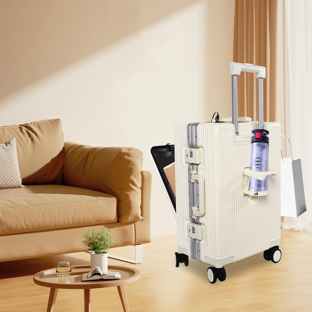 20" Front Opening Suitcase Boarding Cabin Suitcase Trolley Board Case Hard Shell