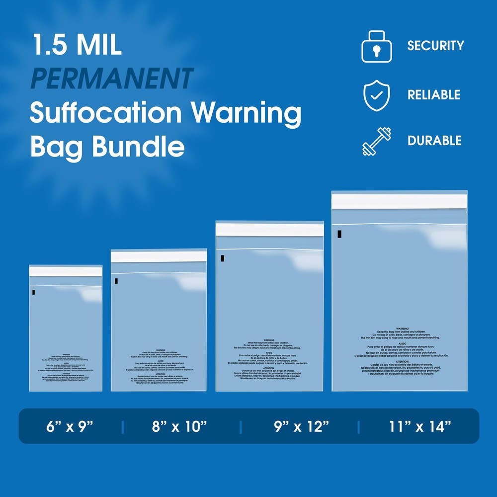 Spartan Industrial - Poly Bag Bundle Combo Pack of 400-6X9, Bundle, Clear