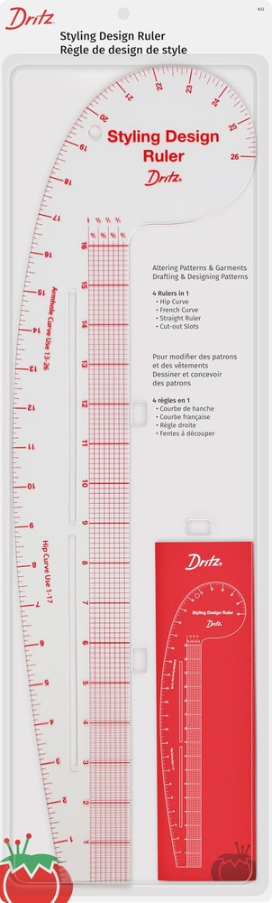 Dritz Styling Design Ruler Rulers & Accessories, Clear, 1Pack