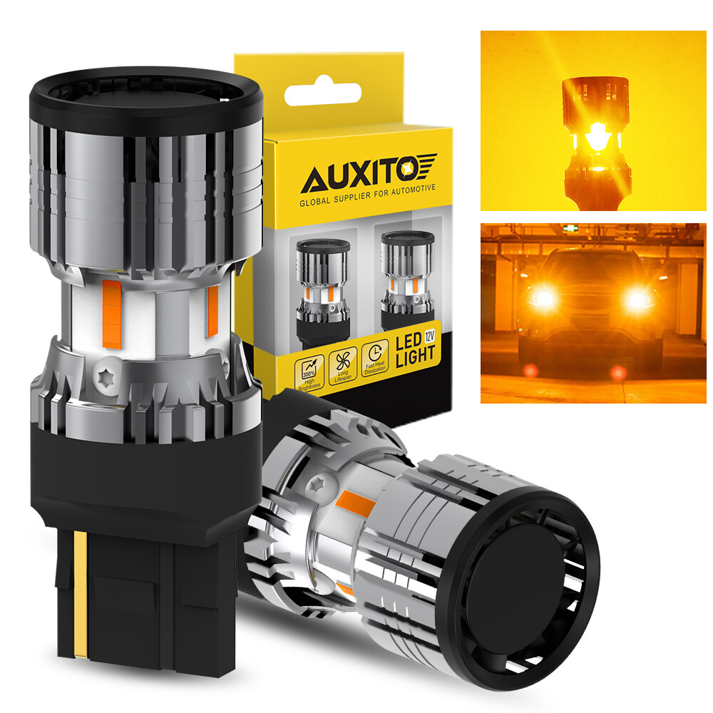 Auxito Amber 7443 7444 Front LED Turn Signal Light Canbus Bulbs No Hyper Flash 2