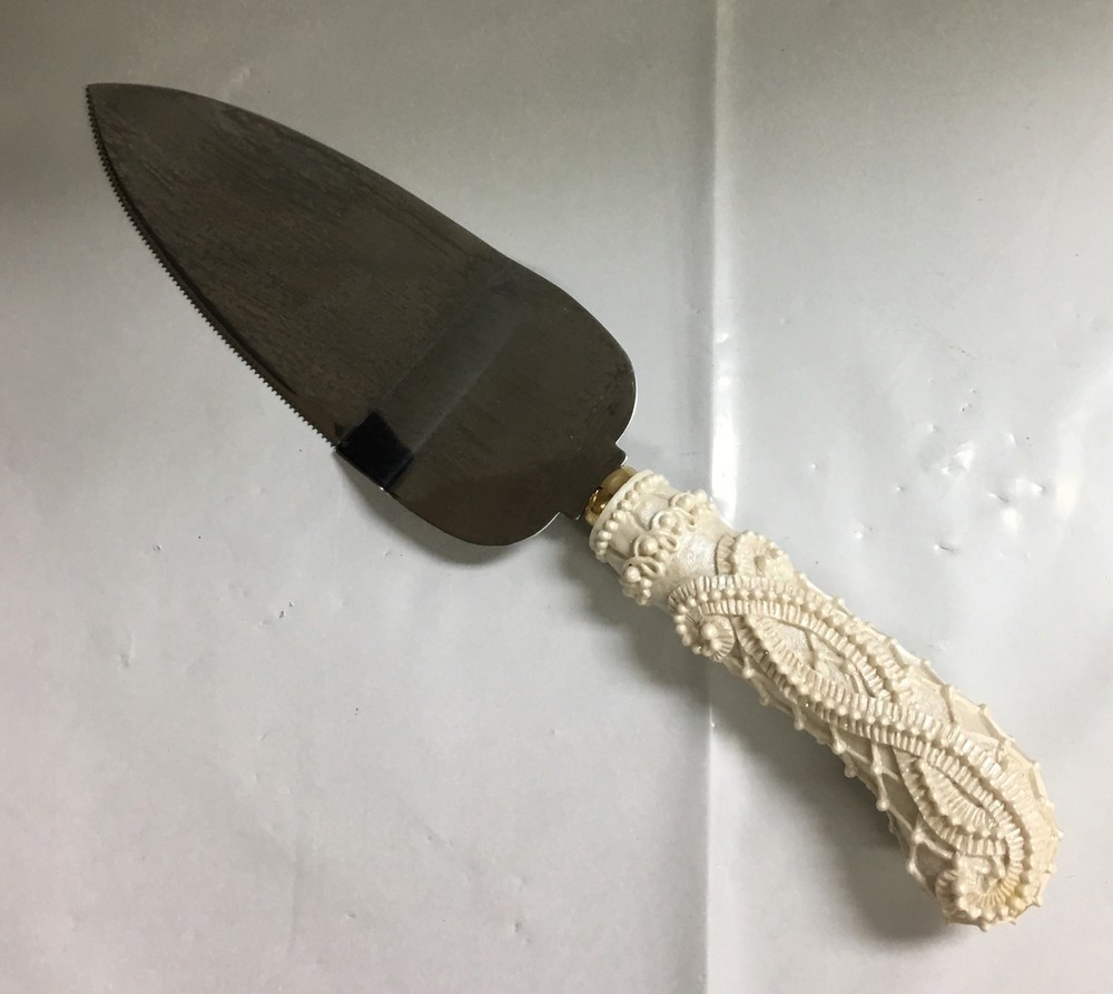 Wedding Stainless Steel Cake Server-Knife with Sparkling White Handle