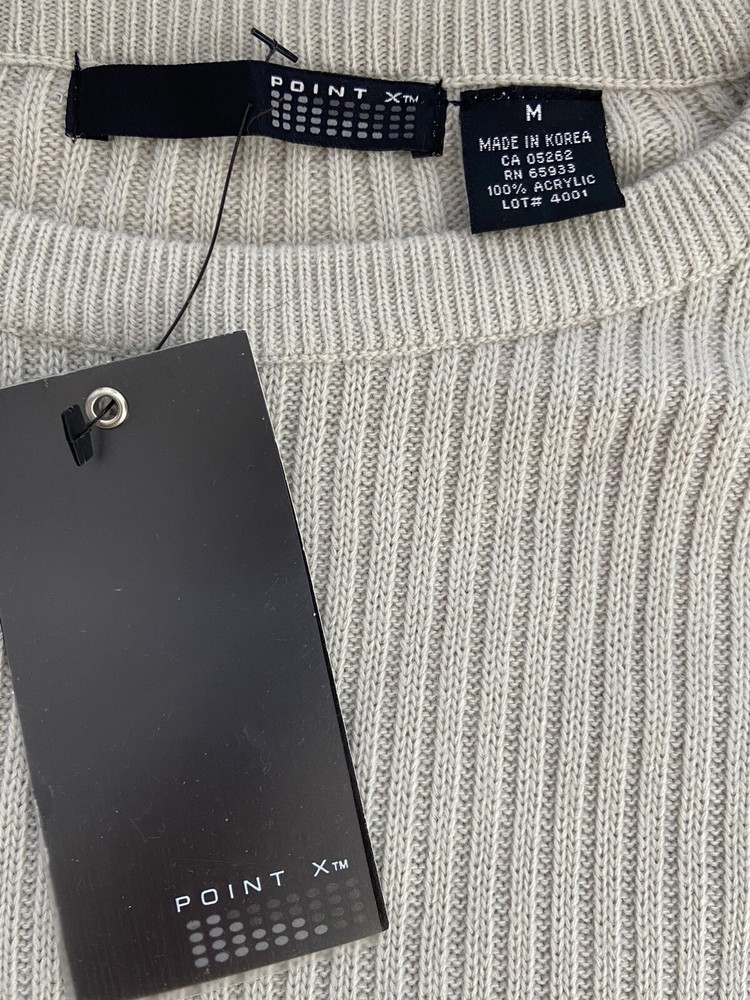 Point X Men's Long Sleeve Pullover Sweater Size Medium Stone Grey Acrylic NWT