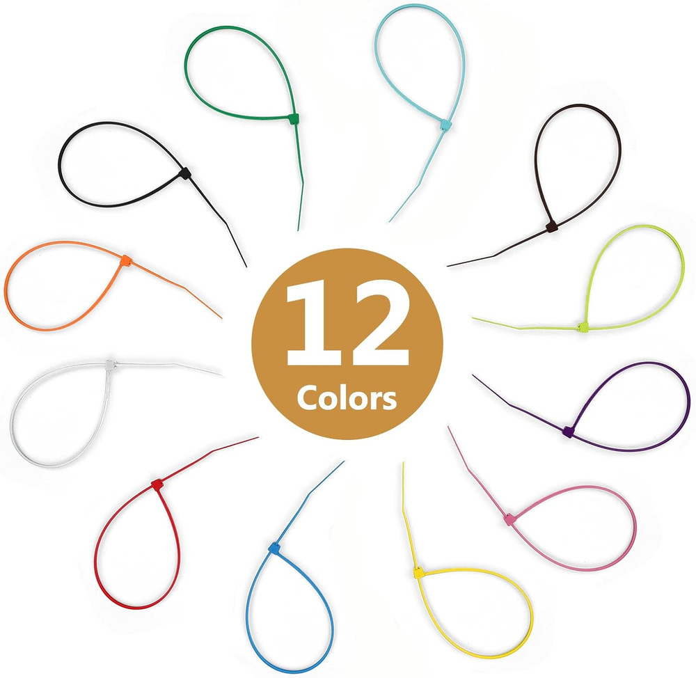 1200 Pieces Zip Ties, Multi-Purpose Assorted Colored Self-Locking Nylon Cable