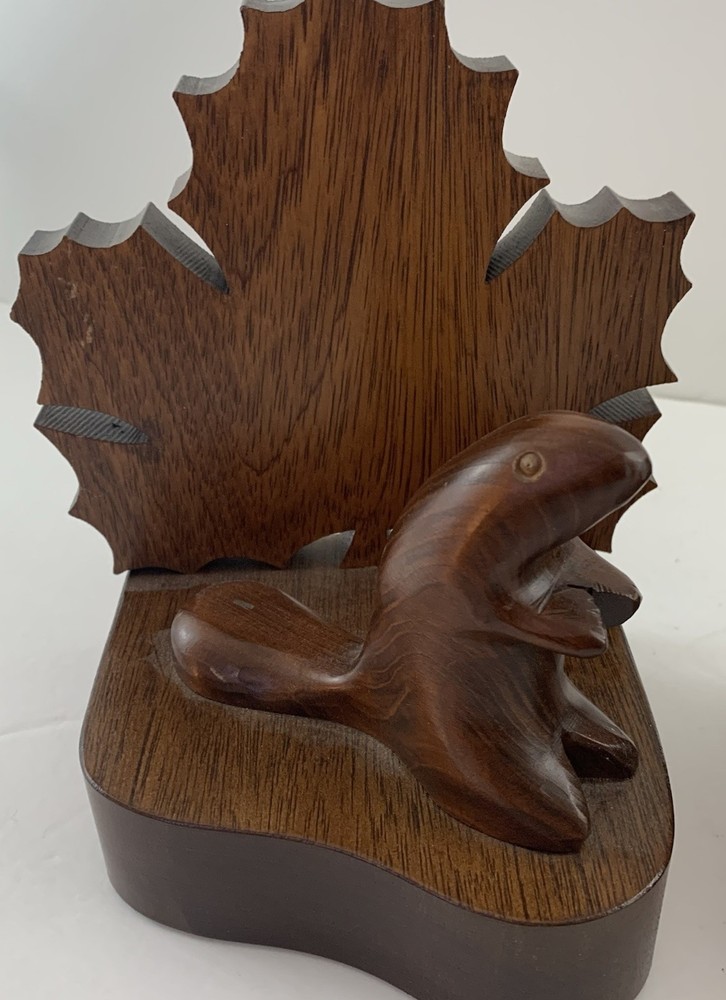 Wood Bookends Beaver Maple Leaf Made in Canada Handmade