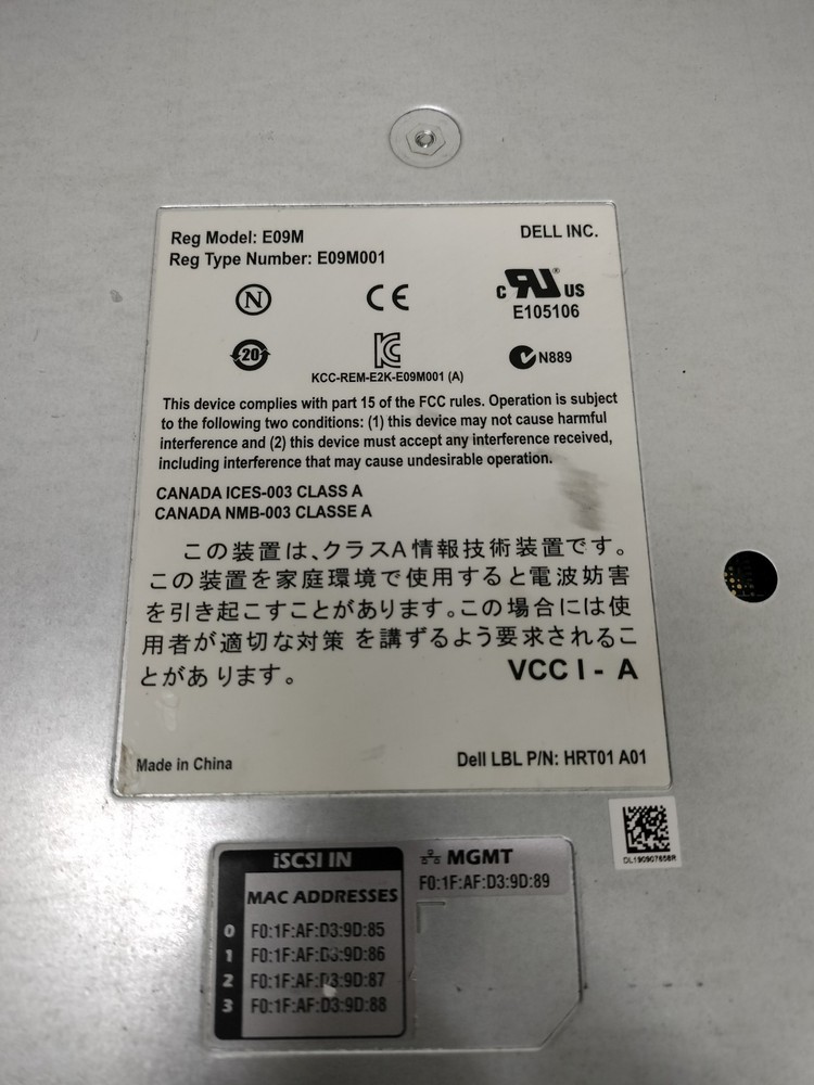 Dell EqualLogic Type 11 Control Module E09M001 E09M HRT01 A01