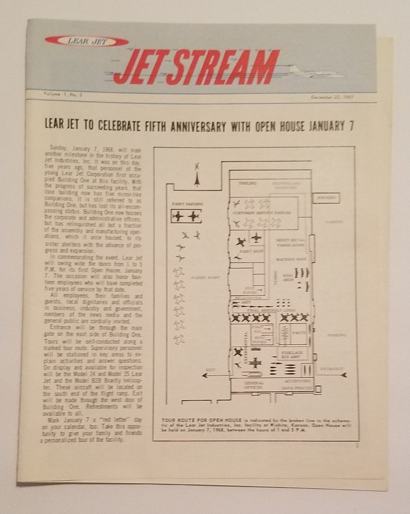 Lear Jet Learjet  Jetstream  Jet Stream  December 1967. Milestones Book.