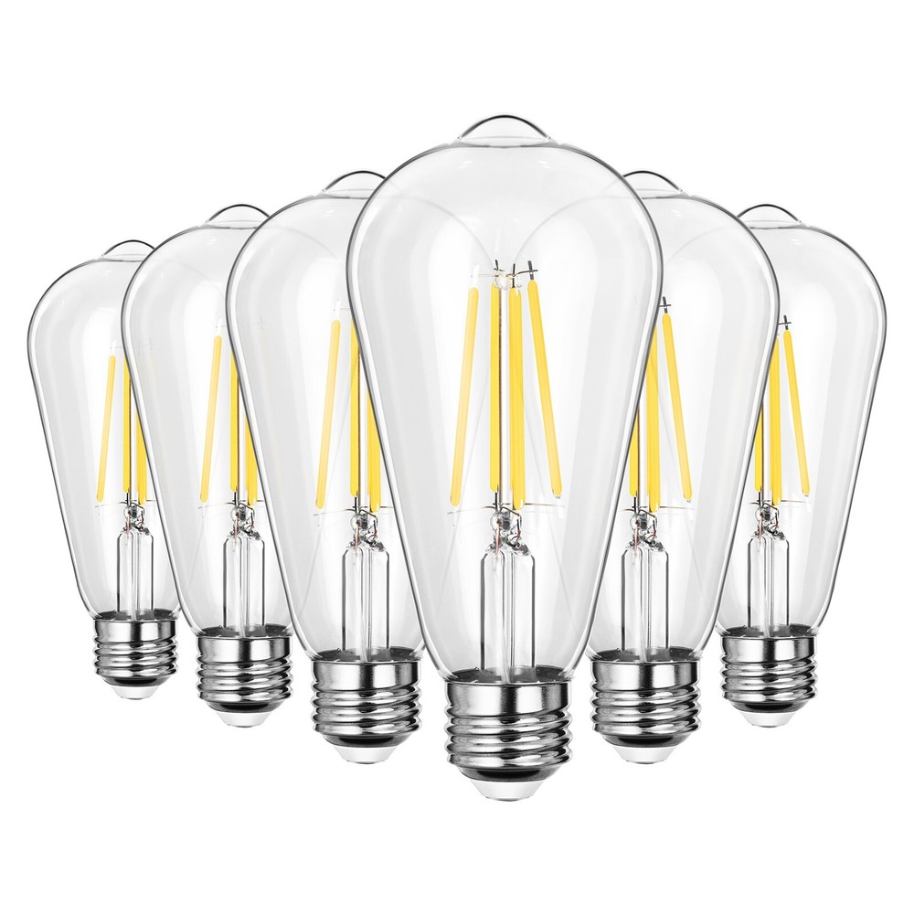 DEWENWILS 6 Pack Vintage LED Edison Bulbs,Dimmable Warm White ST64 800LM, E26 7W