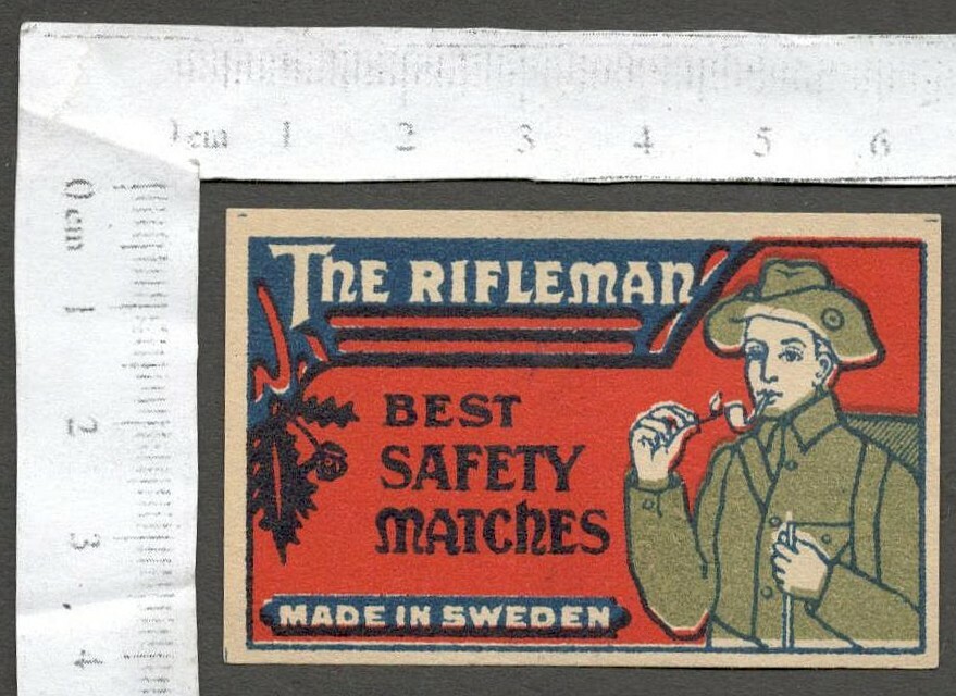 AOP THE RIFLEMAN vintage matchbox label