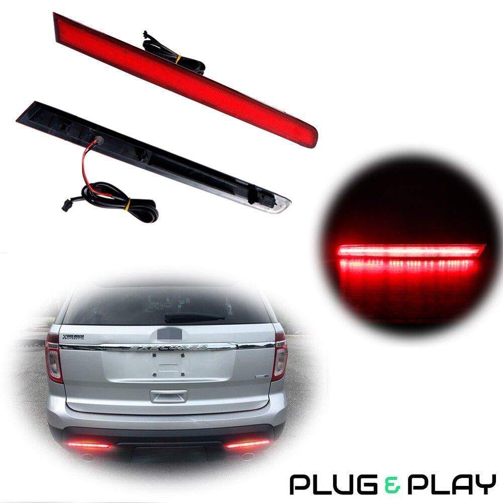 2pcs LED Bumper Reflectors Tail Lamps Rear Foglights For 2011-2015 Ford Explorer