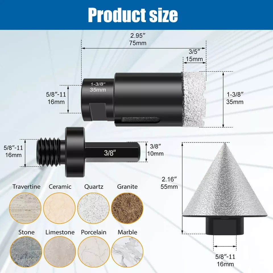 1/2" granite marble demi bullnose core bit chamfer beveling bit blade buffer B13