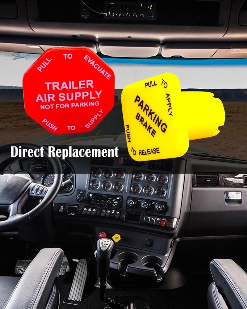 TIKSCIENCE 298818 Parking and Air Brake Knobs for Threaded Semi Yellow, Red