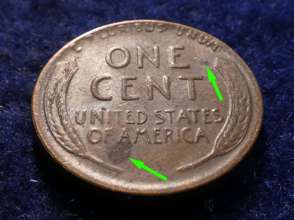 1954-P Lincoln Wheat Cent Reverse Die Cracks #2092