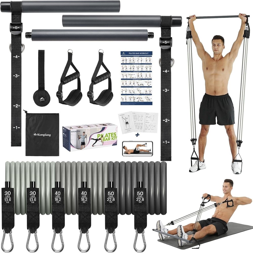 Pilates Bar with Elastic Resistance Bands
