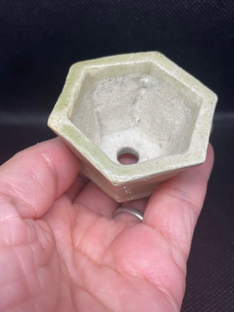 Hand-made Hexagonal Bonsai Pot Japanese Art Shape Miniature Tree Container White